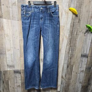 Rock & Roll Cowgirl Mid Rise Bootcut Jeans Western McBling Denim